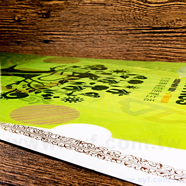 A4單層L夾-半白墨-PP材質全彩色印刷L型資料夾-綠生活L夾印刷